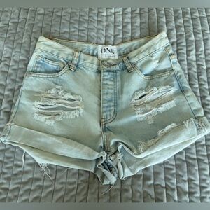 One by one teaspoon Hawks light blue jean shorts, size 26